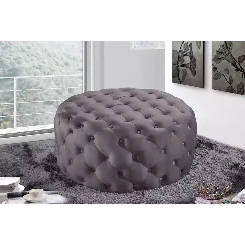 Banc/Ottoman matelassé en velours