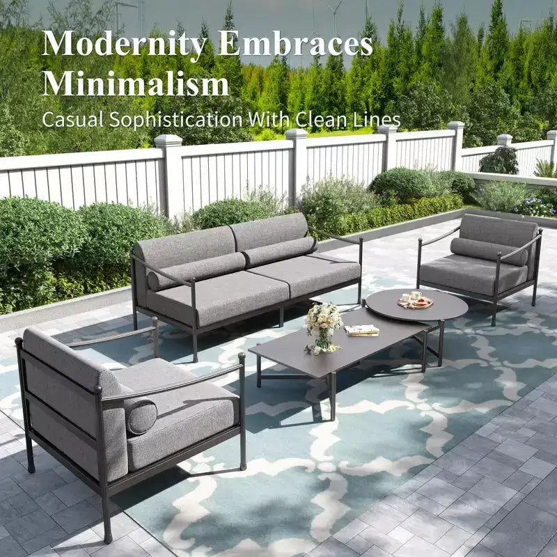 Ensemble de canapés de conversation surdimensionnés haut de gamme pour patio extérieur Captiva Designs avec coussins très épais et table basse
