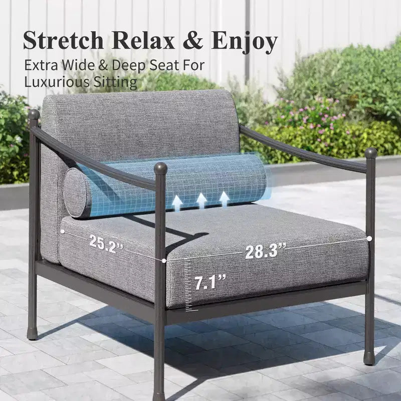 Ensemble de canapés de conversation surdimensionnés haut de gamme pour patio extérieur Captiva Designs avec coussins très épais et table basse