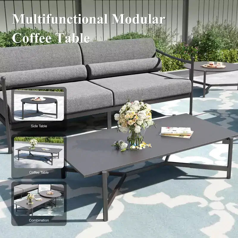 Ensemble de canapés de conversation surdimensionnés haut de gamme pour patio extérieur Captiva Designs avec coussins très épais et table basse