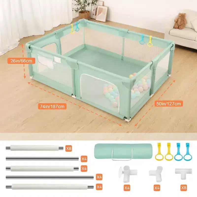 Parc pour bébé 4 panneaux 74x50" - Portable, spacieux et sécurisé