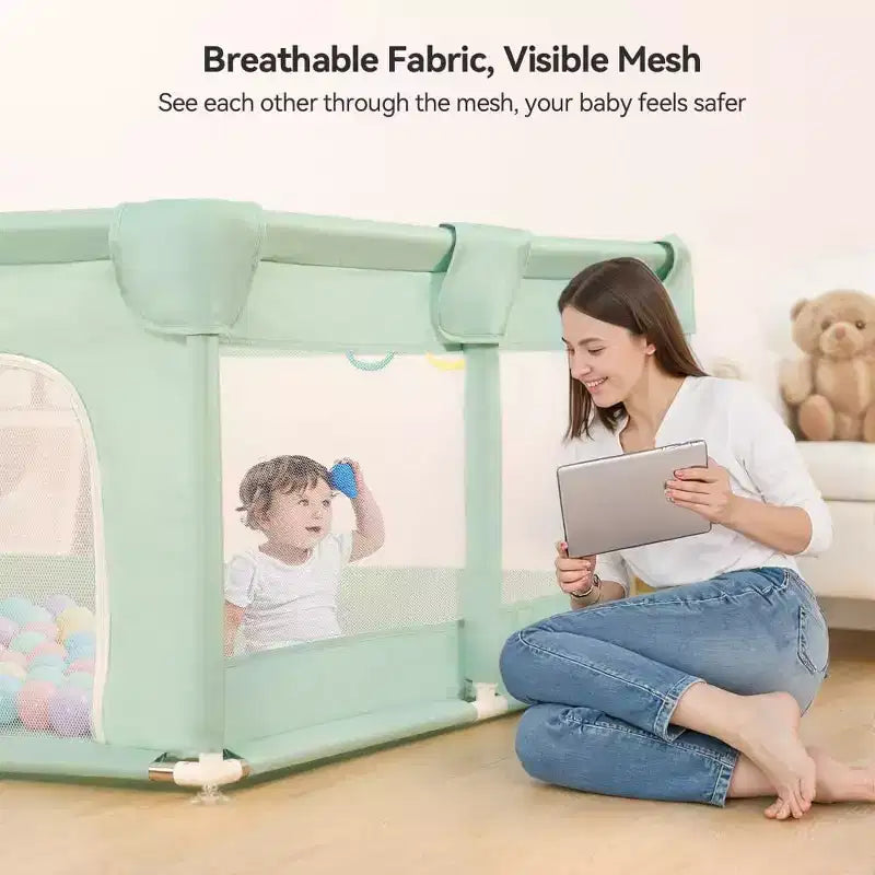 Parc pour bébé 4 panneaux 74x50" - Portable, spacieux et sécurisé