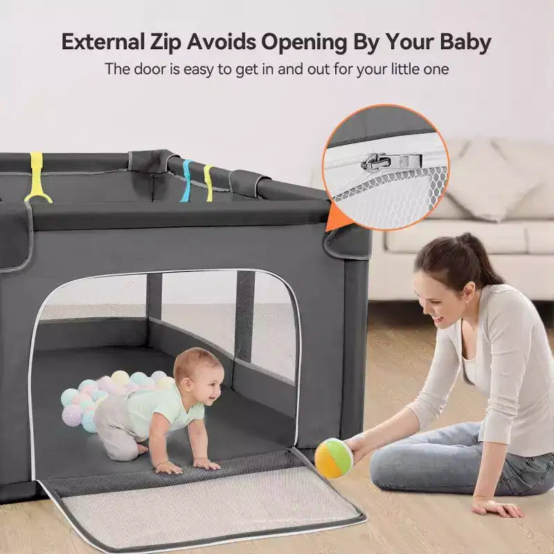 Parc pour bébé 4 panneaux 74x50" - Portable, spacieux et sécurisé