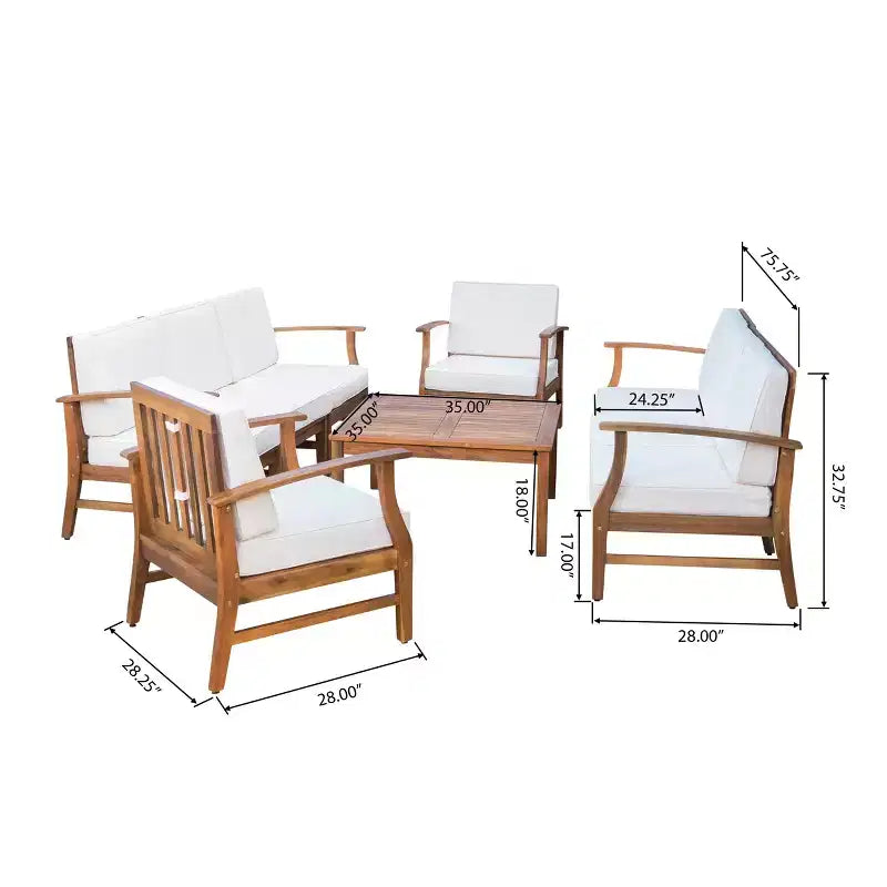 Christopher Knight Home Perla Salon de jardin 8 places en bois d'acacia avec coussins