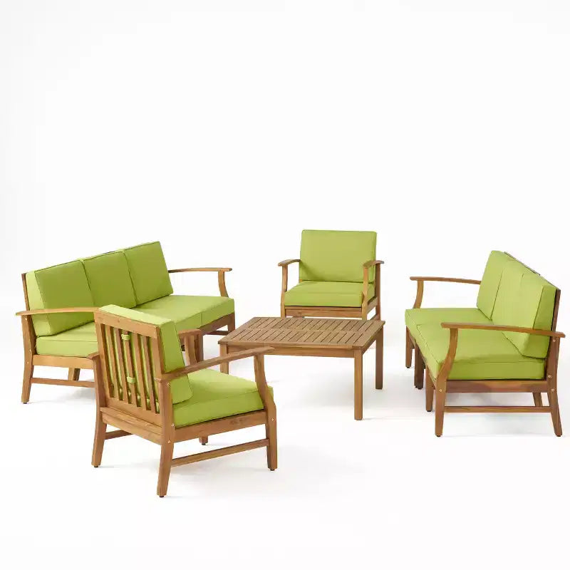 Christopher Knight Home Perla Salon de jardin 8 places en bois d'acacia avec coussins