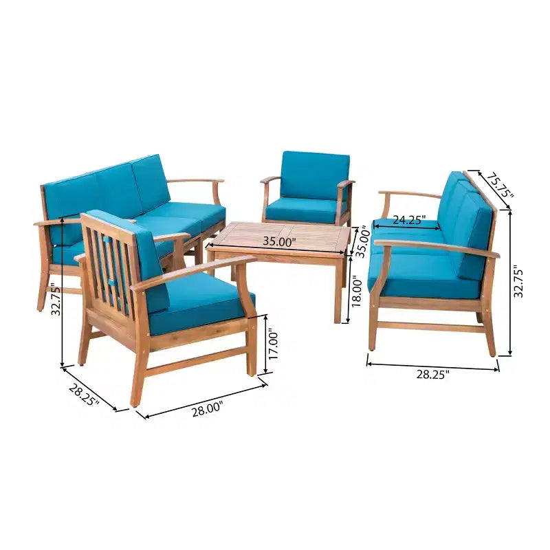 Christopher Knight Home Perla Salon de jardin 8 places en bois d'acacia avec coussins