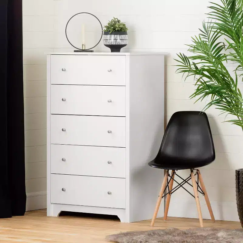 Commode à 5 tiroirs gris doux