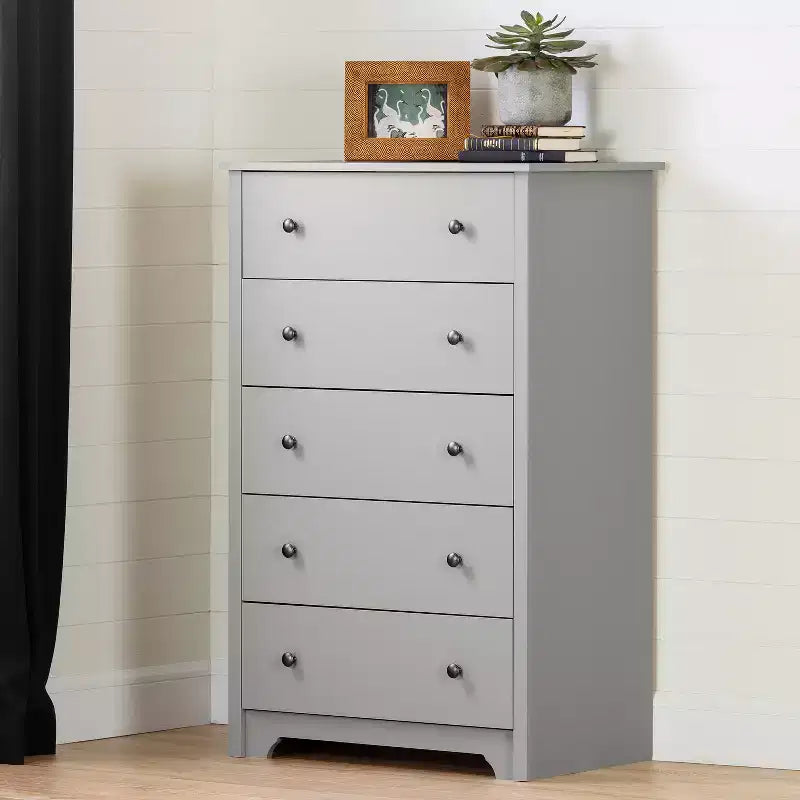 Commode à 5 tiroirs gris doux