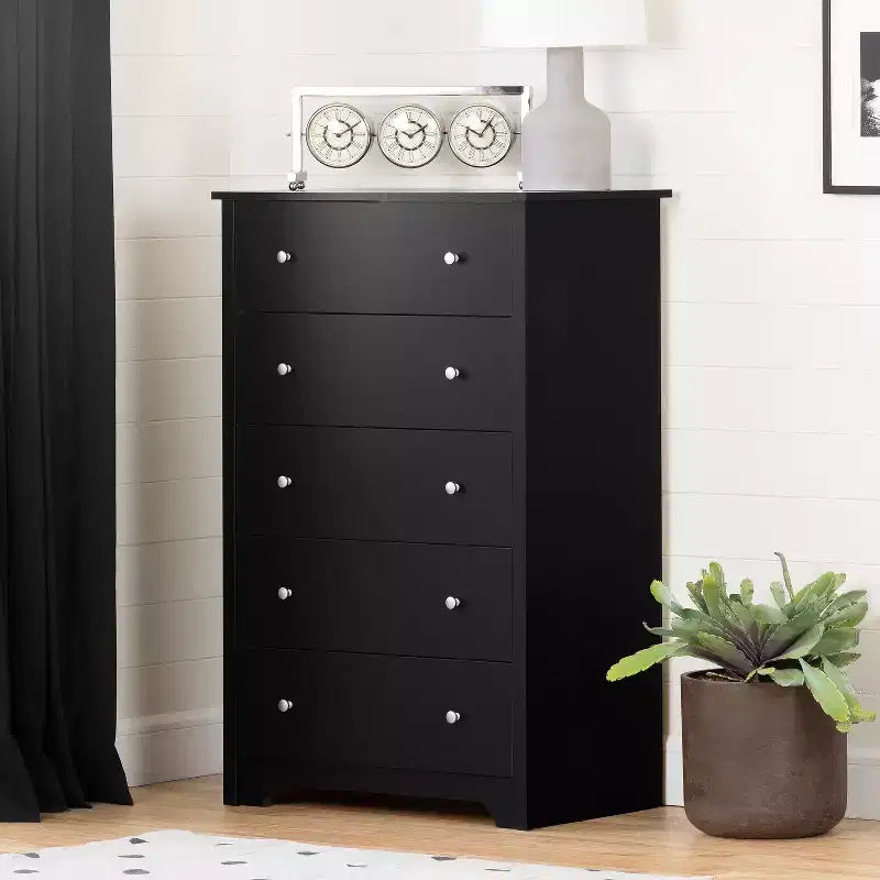Commode à 5 tiroirs gris doux