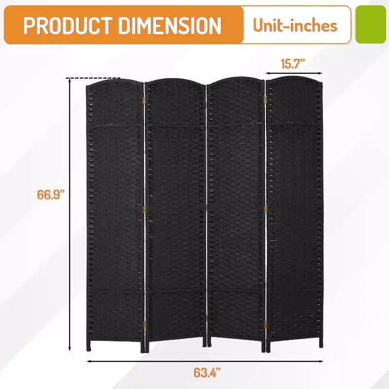 Paravent tressé à dessus rond - Cloison pliable à 4/6/8 panneaux