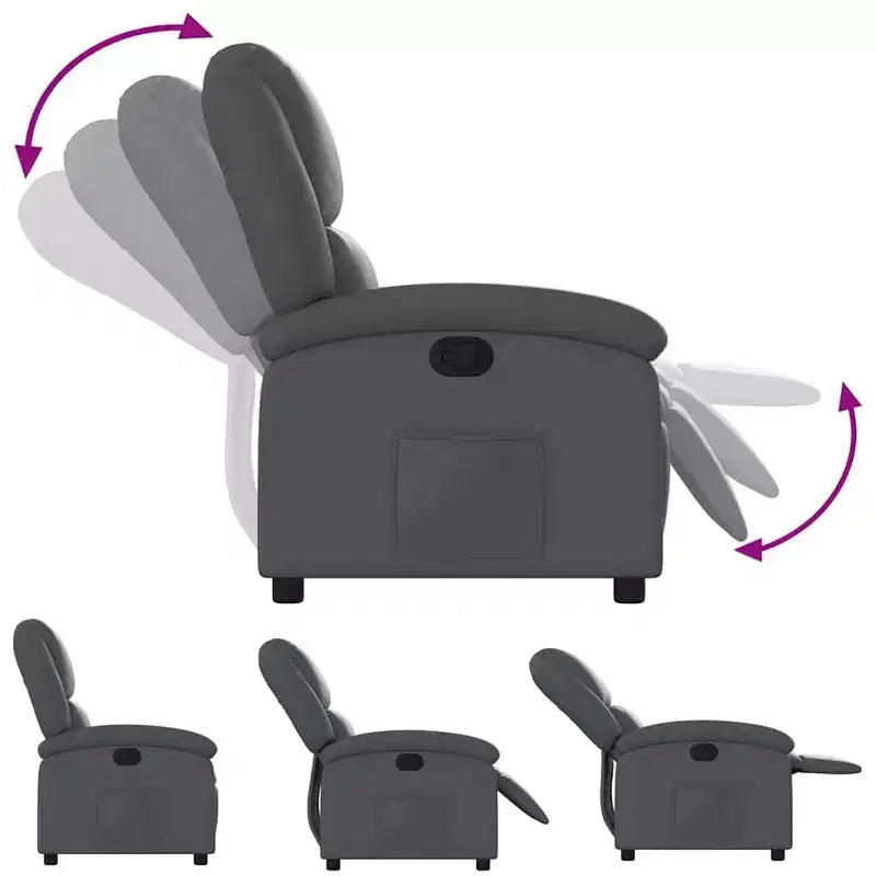 Fauteuil inclinable manuel avec dossier et repose-pieds réglables - Similicuir gris