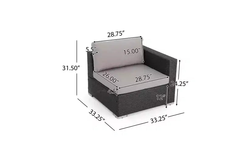 Christopher Knight Home Luther Ensemble de conversation sectionnel 7 pièces en osier, rotin et aluminium avec table basse et coussins