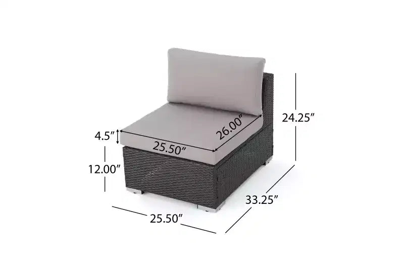 Christopher Knight Home Luther Ensemble de conversation sectionnel 7 pièces en osier, rotin et aluminium avec table basse et coussins