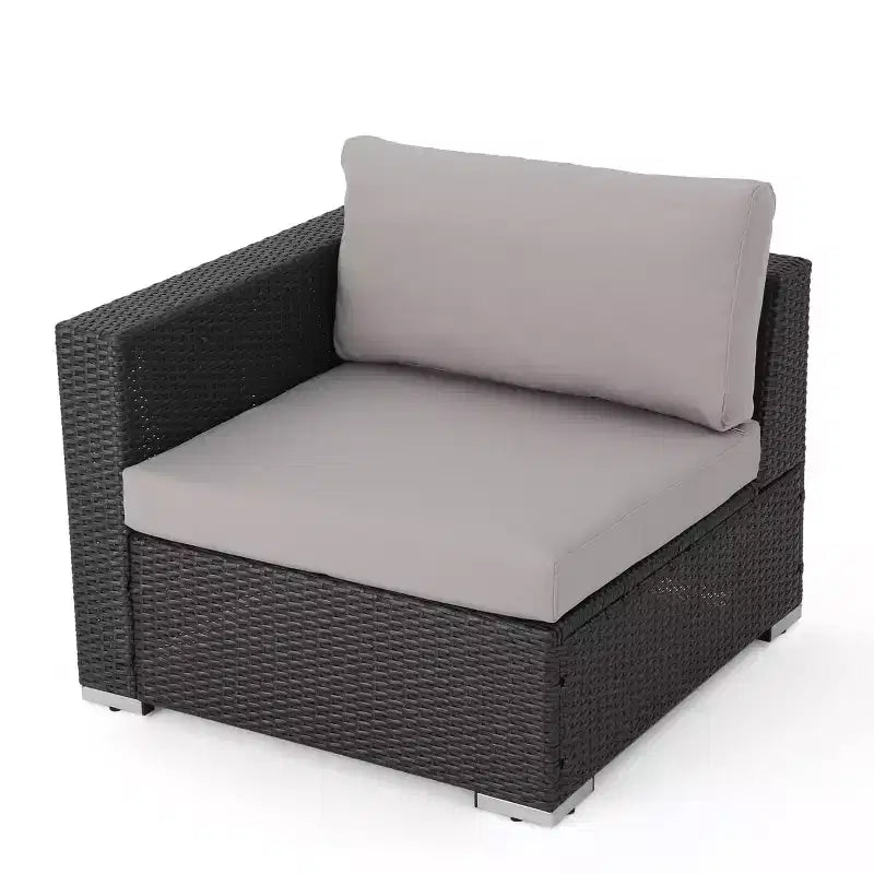 Christopher Knight Home Luther Ensemble de conversation sectionnel 7 pièces en osier, rotin et aluminium avec table basse et coussins
