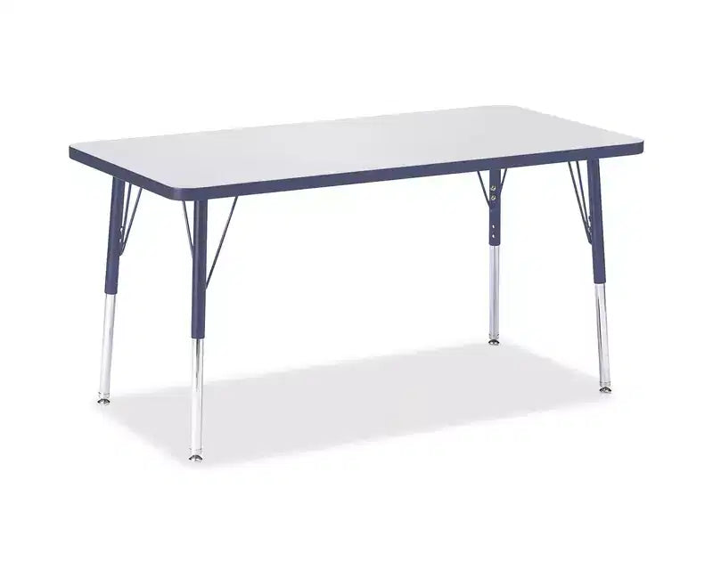 Table rectangulaire à bords colorés de hauteur adulte (24 x 48) en bleu