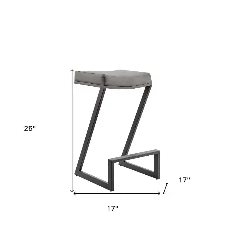 Tabouret de bar sans dossier de 26 po en similicuir gris et noir, hauteur comptoir