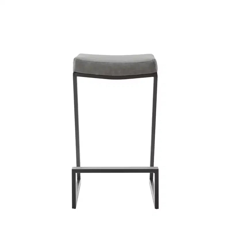 Tabouret de bar sans dossier de 26 po en similicuir gris et noir, hauteur comptoir