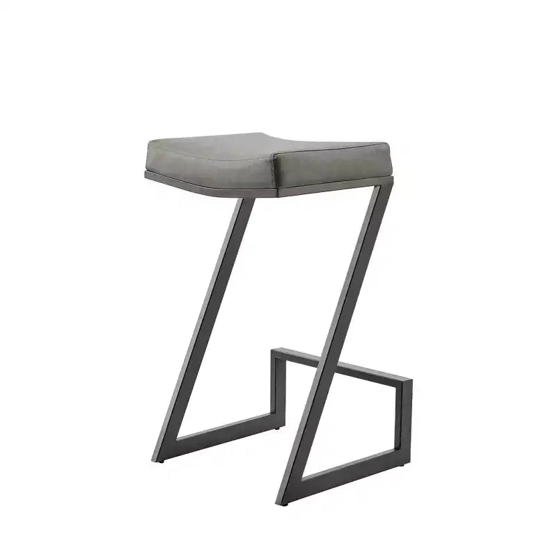 Tabouret de bar sans dossier de 26 po en similicuir gris et noir, hauteur comptoir