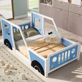 Cadre de lit plateforme double/complet avec roues - Lit enfant en forme de voiture classique avec barrières, blanc