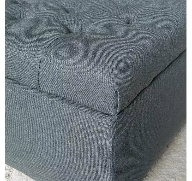 Banc de rangement ottoman de luxe – Repose-pieds rectangulaire rembourré capitonné pour salon, entrée et chambre à coucher