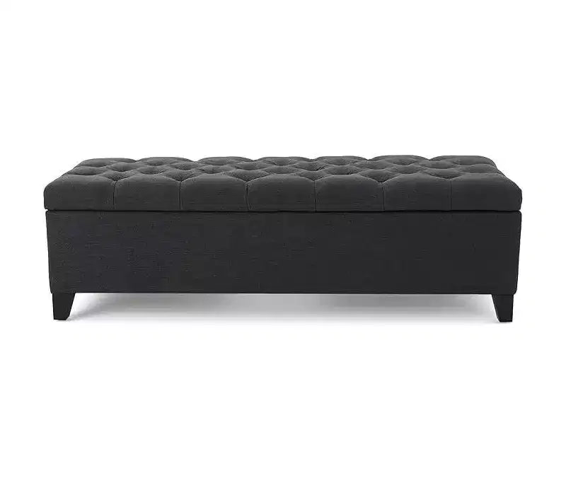Banc de rangement ottoman de luxe – Repose-pieds rectangulaire rembourré capitonné pour salon, entrée et chambre à coucher