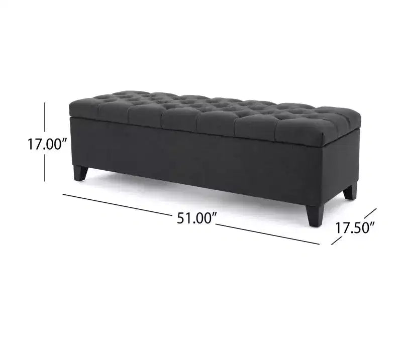 Banc de rangement ottoman de luxe – Repose-pieds rectangulaire rembourré capitonné pour salon, entrée et chambre à coucher