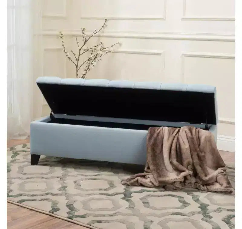 Banc de rangement ottoman de luxe – Repose-pieds rectangulaire rembourré capitonné pour salon, entrée et chambre à coucher