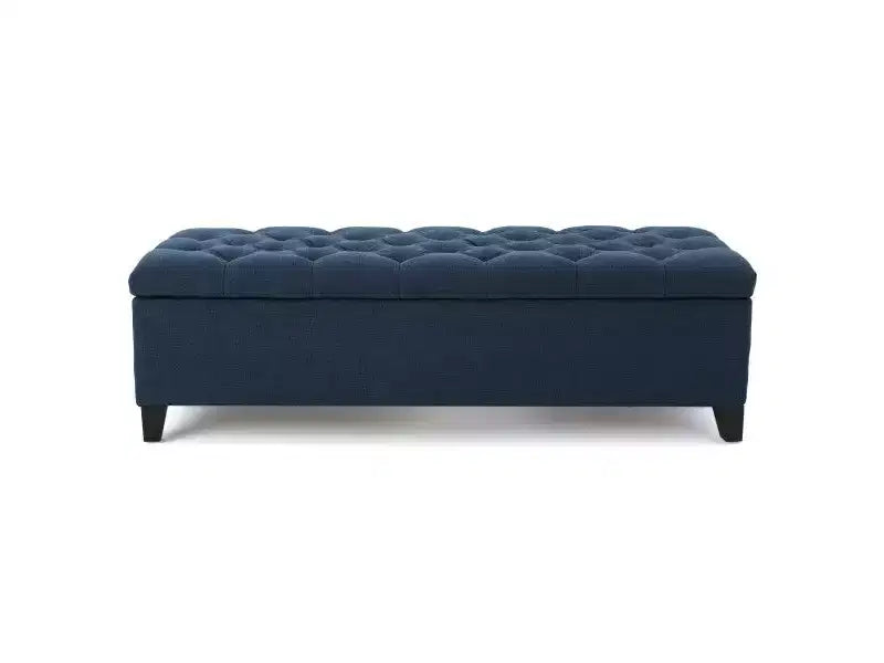 Banc de rangement ottoman de luxe – Repose-pieds rectangulaire rembourré capitonné pour salon, entrée et chambre à coucher