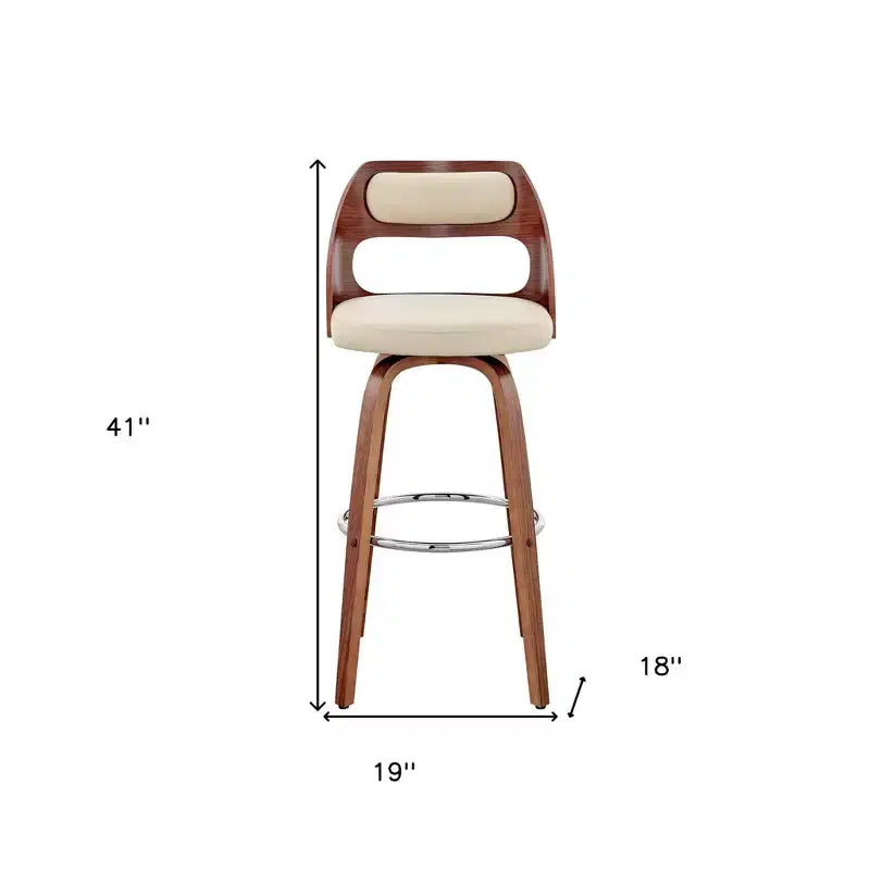 Chaise de bar pivotante 30 po en similicuir crème et brun