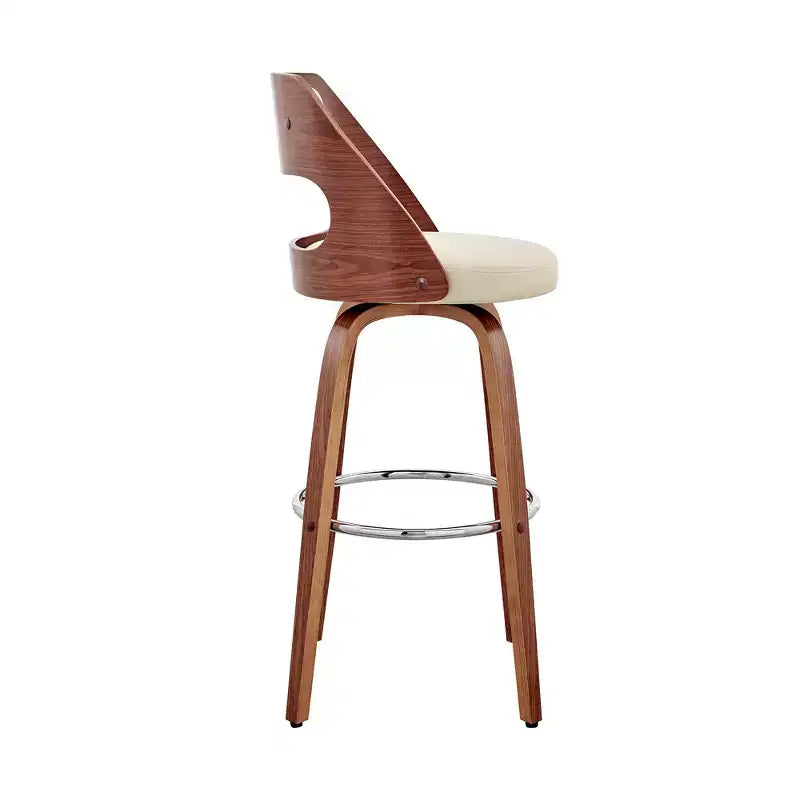 Chaise de bar pivotante 30 po en similicuir crème et brun