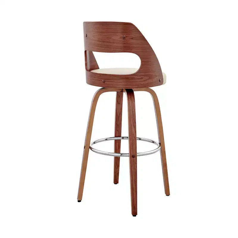 Chaise de bar pivotante 30 po en similicuir crème et brun