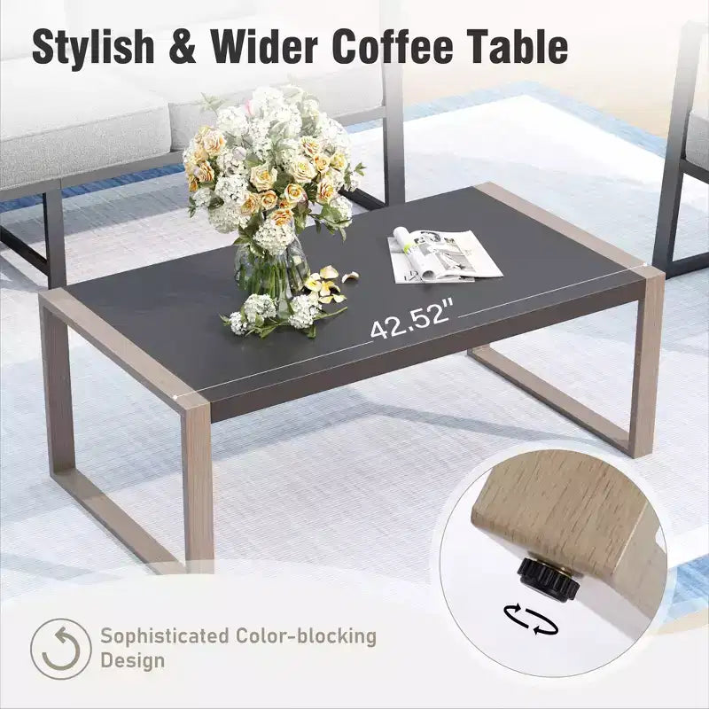 Ensemble de conversation d'extérieur moderne Captiva Designs avec cadre en métal et table basse pour patio