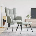 Fauteuil de relaxation en velours gris clair avec repose-pieds