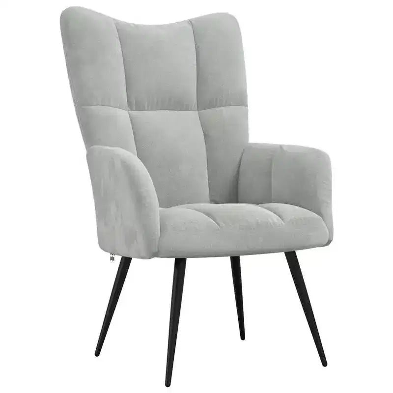 Fauteuil de relaxation en velours gris clair avec repose-pieds