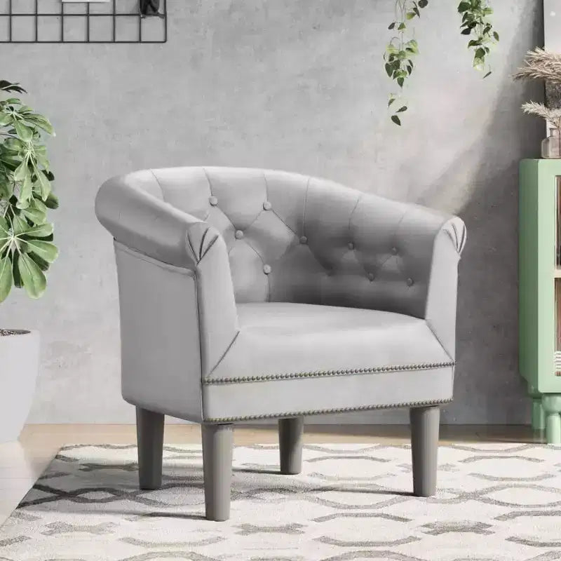 Fauteuil baignoire en similicuir argenté pour salon ou bureau