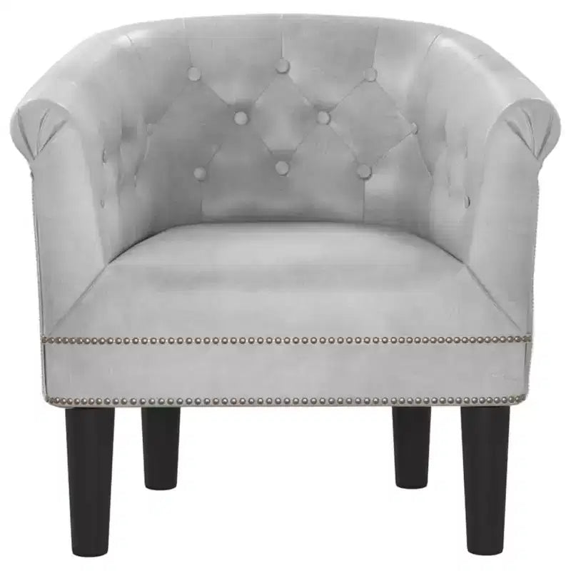 Fauteuil baignoire en similicuir argenté pour salon ou bureau