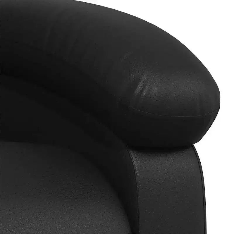 Fauteuil de massage inclinable en similicuir noir avec dossier et repose-pieds réglables