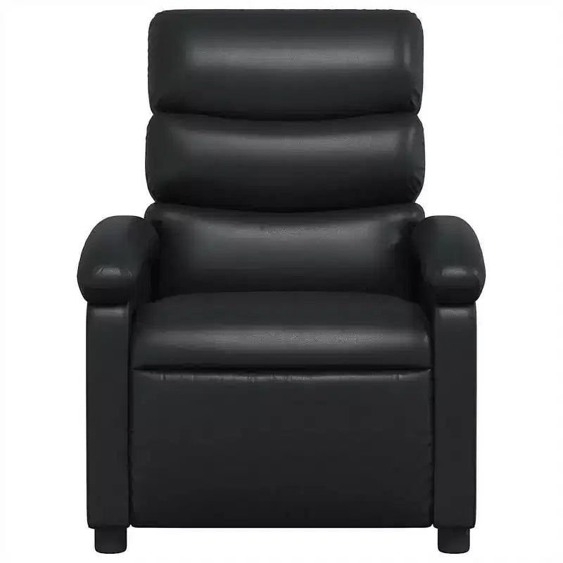 Fauteuil de massage inclinable en similicuir noir avec dossier et repose-pieds réglables