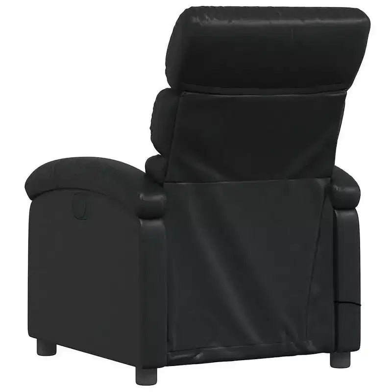 Fauteuil de massage inclinable en similicuir noir avec dossier et repose-pieds réglables