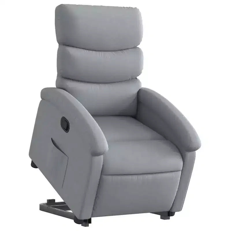 Fauteuil inclinable électrique Power Lift pour personnes âgées - Tissu gris clair avec assistance électrique et poche latérale