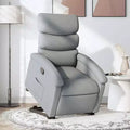 Fauteuil inclinable électrique Power Lift pour personnes âgées - Tissu gris clair avec assistance électrique et poche latérale