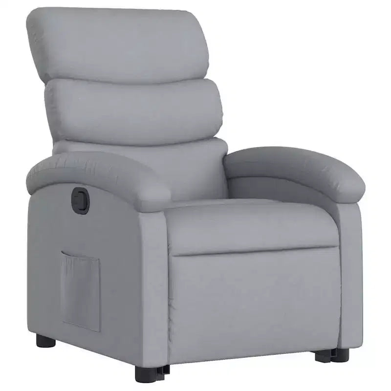 Fauteuil inclinable électrique Power Lift pour personnes âgées - Tissu gris clair avec assistance électrique et poche latérale