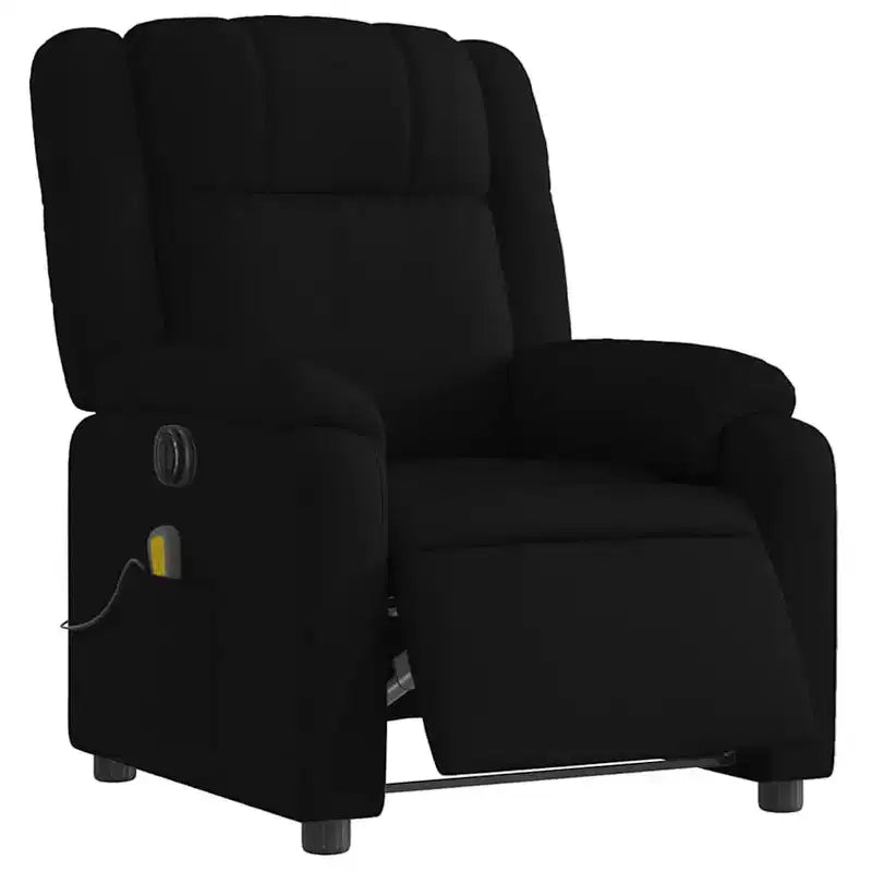 Fauteuil inclinable de massage électrique - Tissu noir avec massage par vibrations et repose-pieds réglable