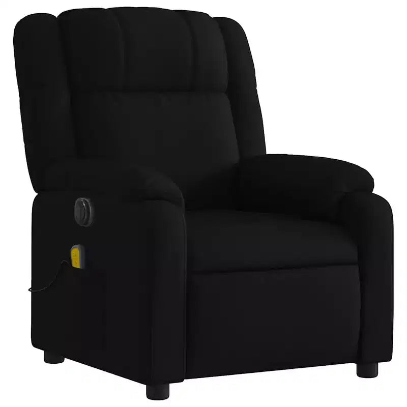 Fauteuil inclinable de massage électrique - Tissu noir avec massage par vibrations et repose-pieds réglable