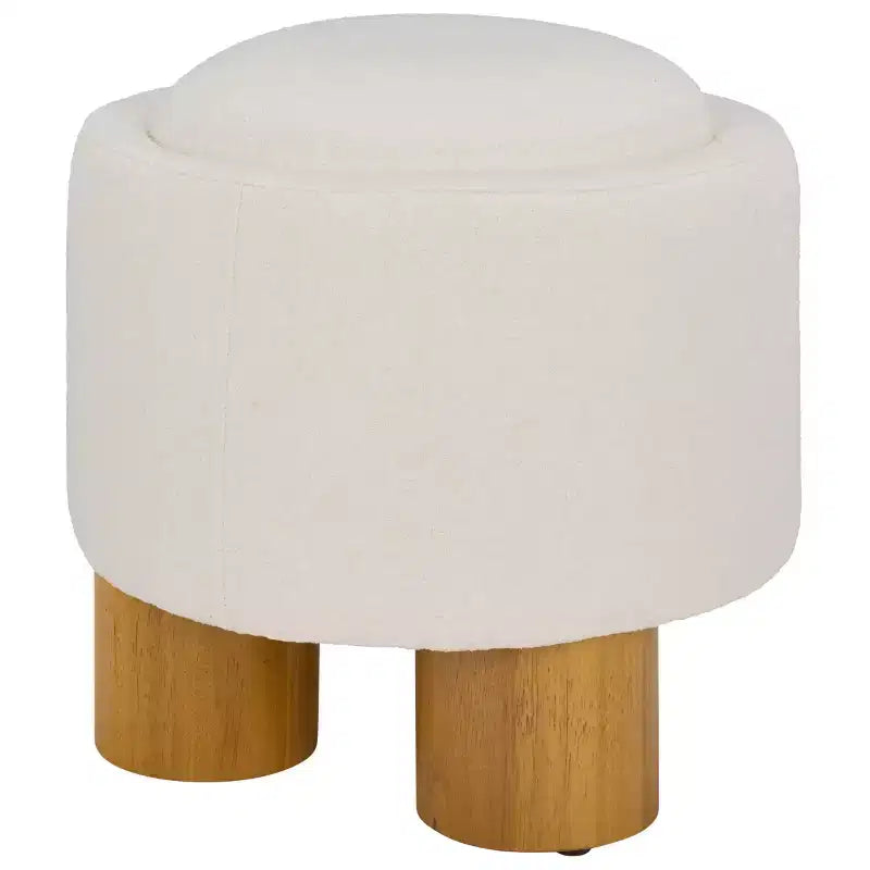 Pouf rond - Ivoire/Naturel