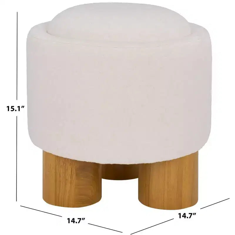 Pouf rond - Ivoire/Naturel