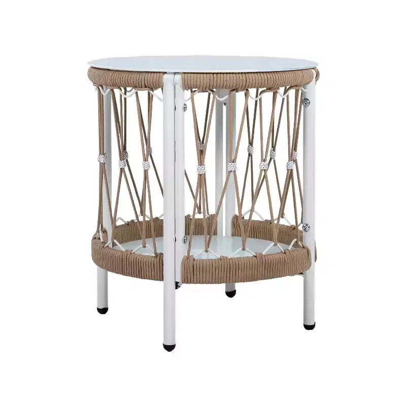 Christopher Knight Home Delphine Ensemble de 3 pièces de mobilier de terrasse bohème avec cordes tressées et table d'appoint en verre