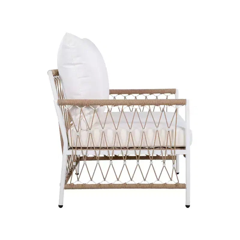 Christopher Knight Home Delphine Ensemble de 3 pièces de mobilier de terrasse bohème avec cordes tressées et table d'appoint en verre