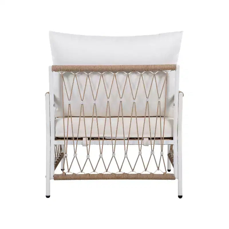 Christopher Knight Home Delphine Ensemble de 3 pièces de mobilier de terrasse bohème avec cordes tressées et table d'appoint en verre