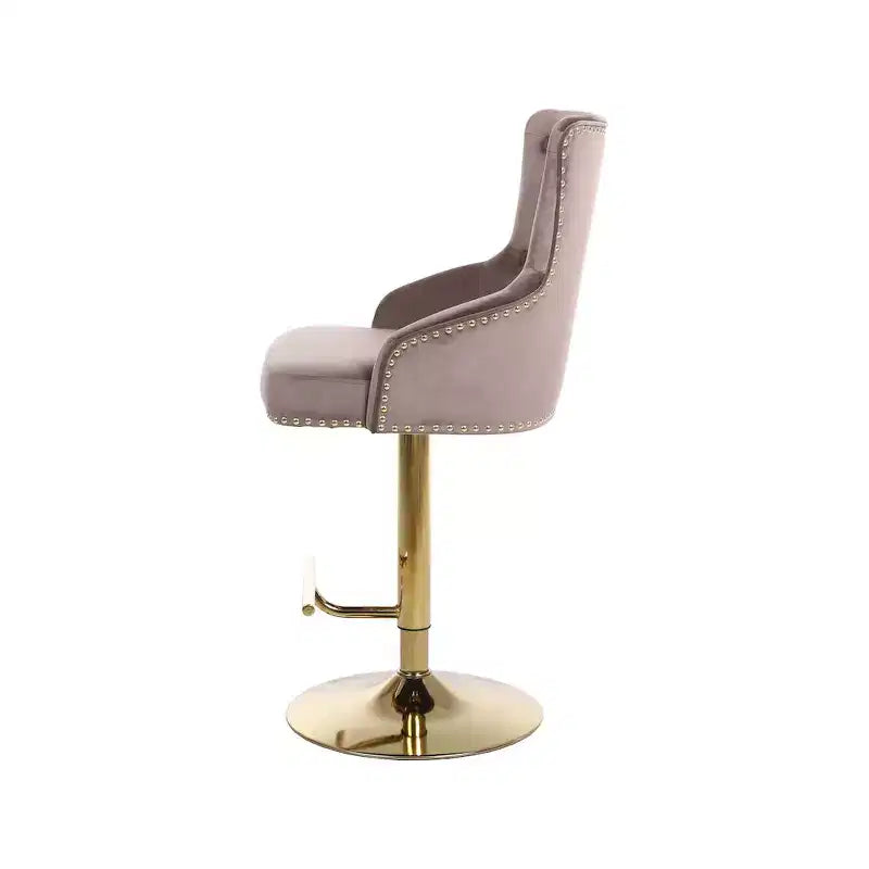 Tabouret réglable en velours rose